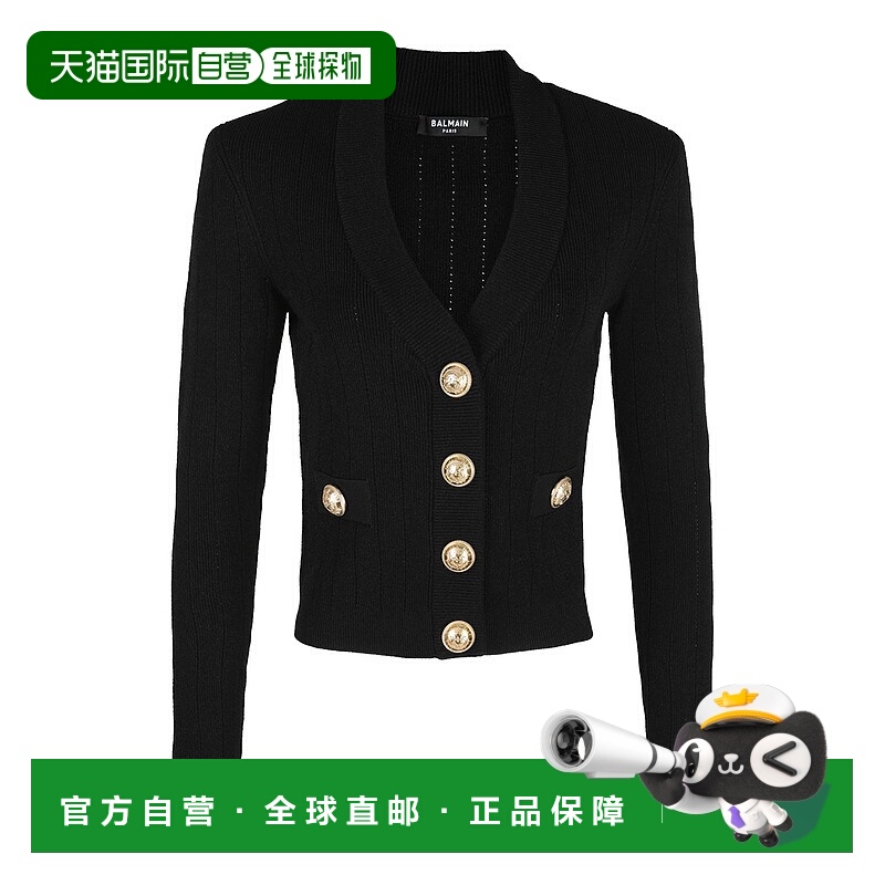 1h可退 BALMAIN 女士针织衫 DF1KL007KB070PA SS2025 黑色 Balmai