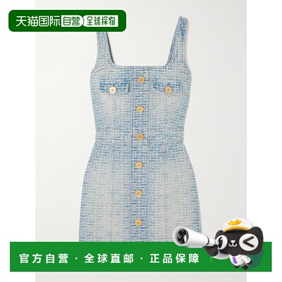 1h可退 潮奢 Balmain 巴尔曼 女士 无袖牛仔连衣裙 CF1R2128DD27