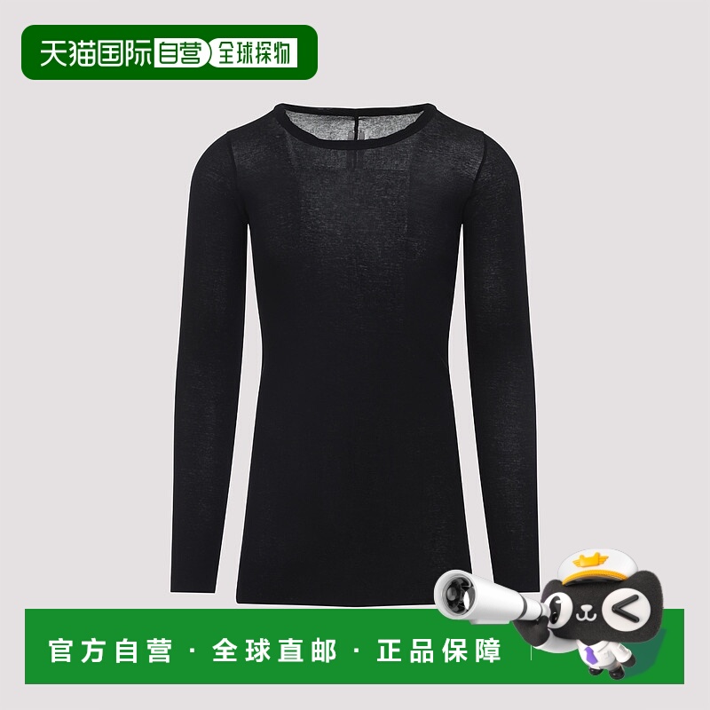 1h可退 RICK OWENS 男士T恤 RU02E1250MR09 AW2025 黑色 RIB LS T