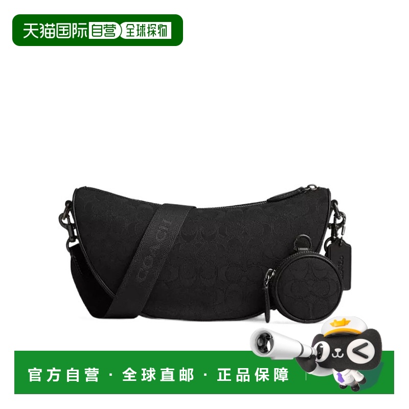 1h可退 COACH 男士腰包 CAH95BLK SS2025 黑色 HALL 标志