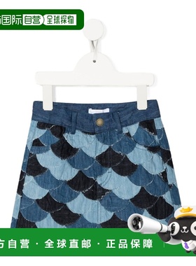 CHLOÉ 女童连衣裙 C13276Z10 AW2023 蓝色 迷你牛仔半身裙