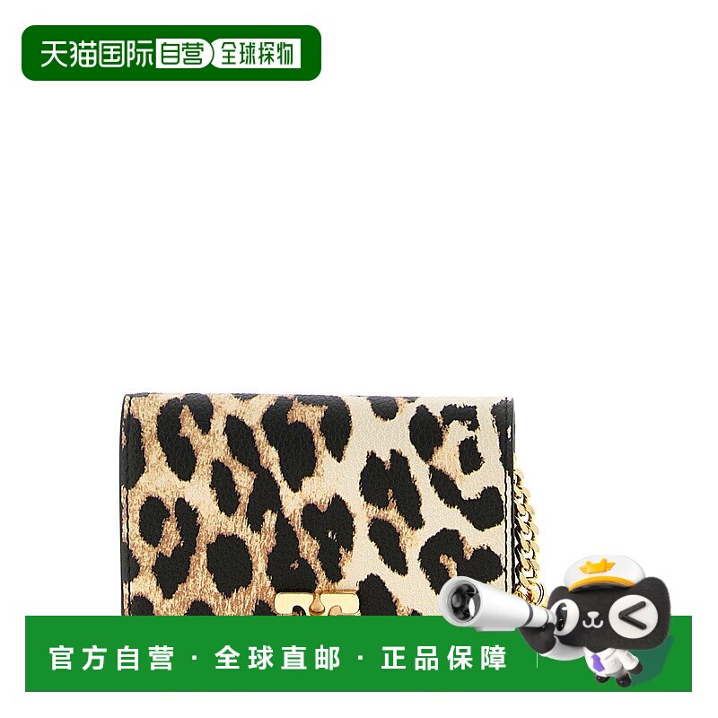 GANNI 女士手拿包 B3010075859 SS2026 花色 'Leopard' print car