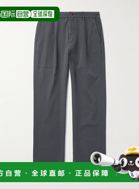 1h可退 潮奢 Mr P. 男士 Edward Cavalry 直筒褶裥棉混纺斜纹布裤