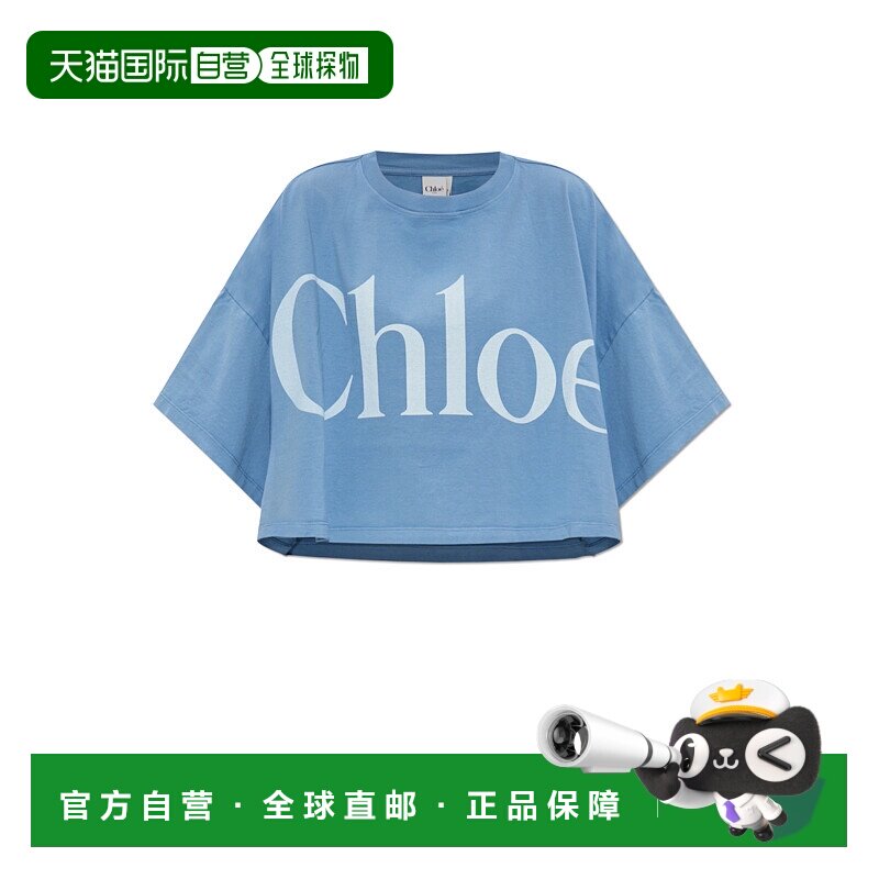 CHLOÉ 女士T恤 CH25AJH0918340Q AW2025 蓝色 T-Shirt Cropped In