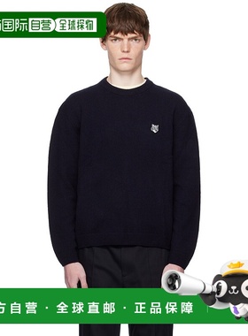 1h可退 潮奢 MAISON KITSUNE 男士 海军蓝 Fox Head Lambswool Co