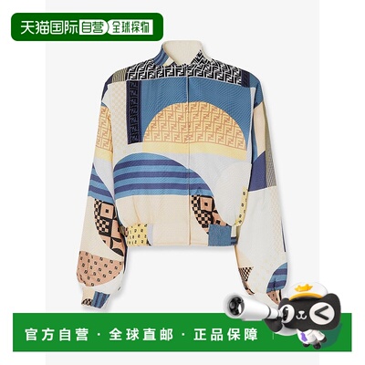 1h可退 潮奢 Fendi 芬迪 女士 拼布印花双面飞行员夹克 FJ7823AUQ