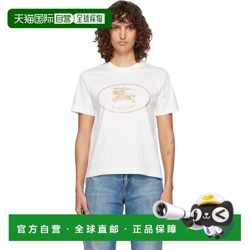 Burberry 巴宝莉 女士 灰白色 Knight Stamp Cotton T恤 8109817
