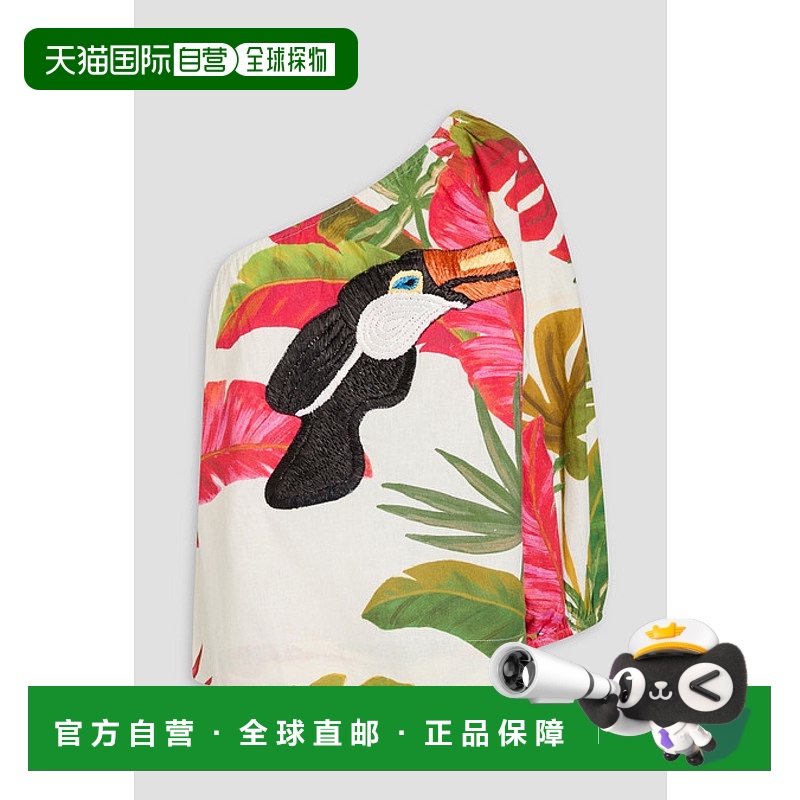 1h可退 潮奢 FARM RIO 女士 单袖刺绣印花亚麻混纺上衣 297282SPR
