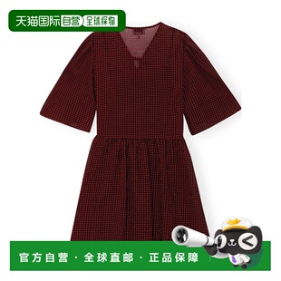 棕色 GANNI AW2024 F9566047 V领连衣裙 女士连衣裙