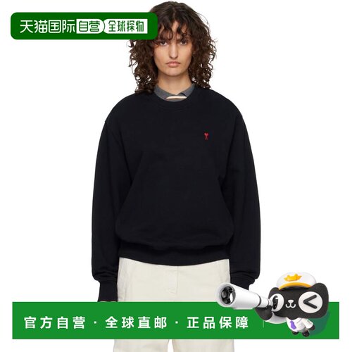 Ami Paris 女士 黑色 Cotton Ami de Coeur 套头衫 BFUSW03573000
