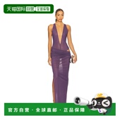 褶裥挂脖柱型连衣裙 1h可退 D1537PF25长裙 PERRY 女士 潮奢 ALEX