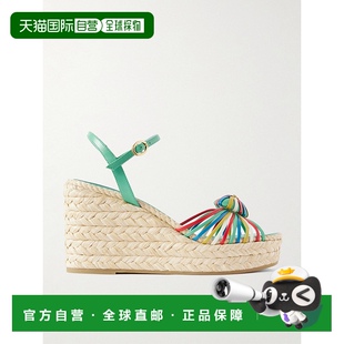 潮奢 皮革边坡跟帆布面凉鞋 Valentino 女士 7W2 华伦天奴 1h可退