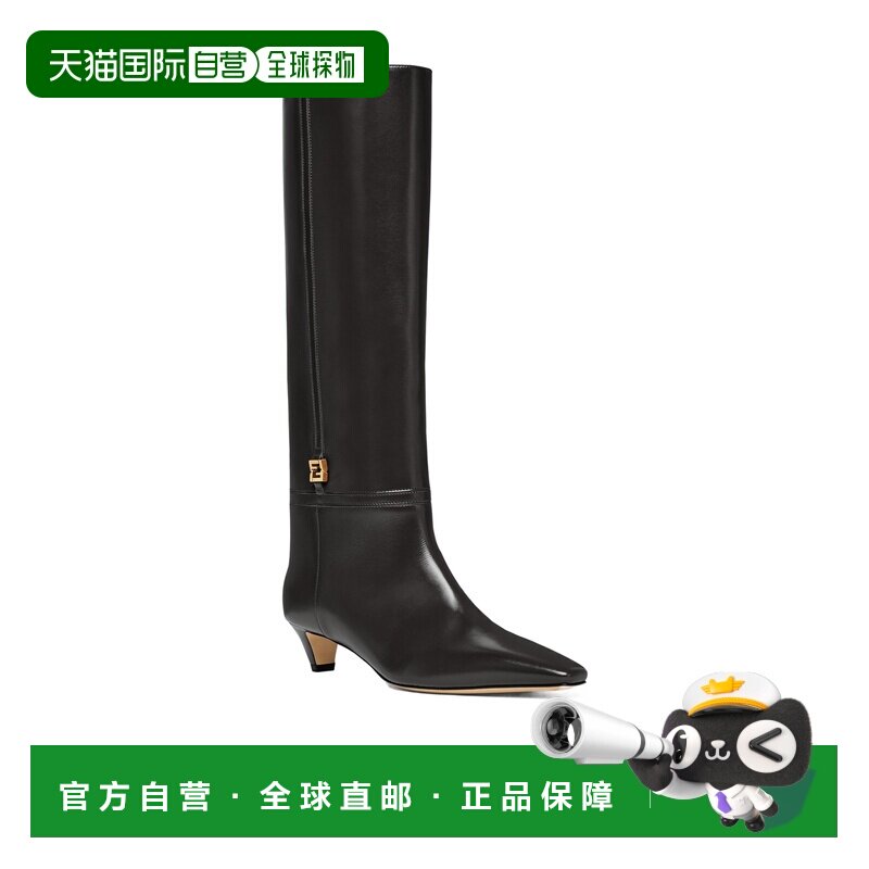 FENDI 女士高跟鞋 8W8613NA7F0QA1 CO 黑色 FFold 低跟长筒靴女鞋