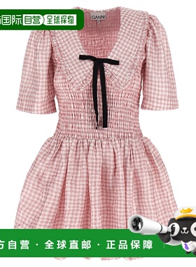 GANNI 女士连衣裙 W0603038 AW2025 粉红色 'Pink Check' dress
