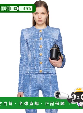 1h可退 潮奢 Balmain 巴尔曼 女士 蓝色 Denim Effect 开衫 EF1KL