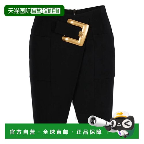 BALMAIN 女士正装裤 GF1LBB22WC090PA SS2026 黑色 开衩半身裙