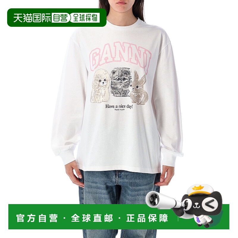 1h可退 潮奢 GANNI 甘尼 女士 LS 动物纹T恤 T42753707