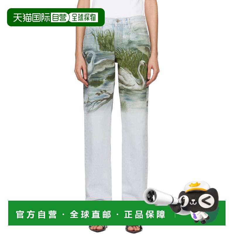 潮奢 The Attico 女士 蓝色 Swan Print 牛仔裤 250WCP00073DDD08