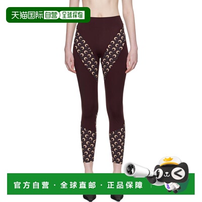 Marine Serre 女士 酒红色 Athleisure Moon Insert 紧身裤 WPA18