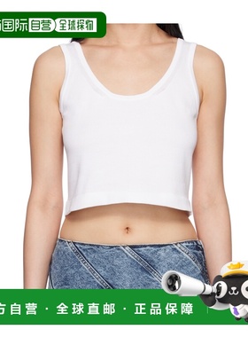 ALAIA 女士背心吊带 AA9H1175K047A000 SS2025 白色 Crop 背心