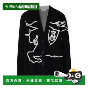 黑色 BURBERRY AW2024 80951841 徽标棉质混纺针织 女士针织毛衣