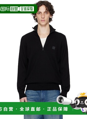 1h可退 潮奢 BOSS 波士 男士 黑色 Logo-Patch Zip-Neck 套头衫 5