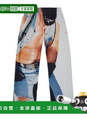 DIESEL 男士休闲裤 P015590SPBE9CB AW2025 灰色 图案印花运动裤