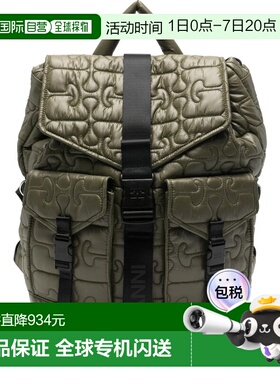GANNI 女士双肩包 B2080004861 SS2026 绿色 绗缝翻盖口袋背包