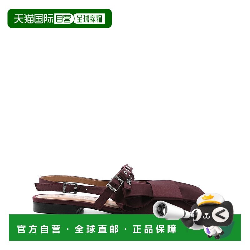 GANNI 女士凉鞋 S2860234 AW2025 酒红色 Satin Ballerina
