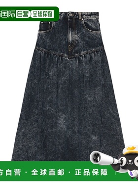 GANNI 女士半身裙 J1759055 AW2025 蓝色 Ganni Black Washed Den