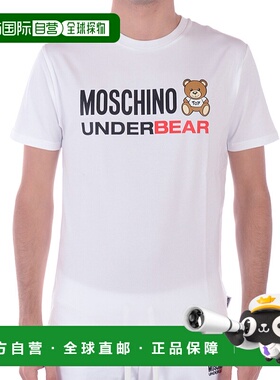 1h可退 MOSCHINO 男士T恤 A19128102WHITE SS2022 白色 徽标T恤