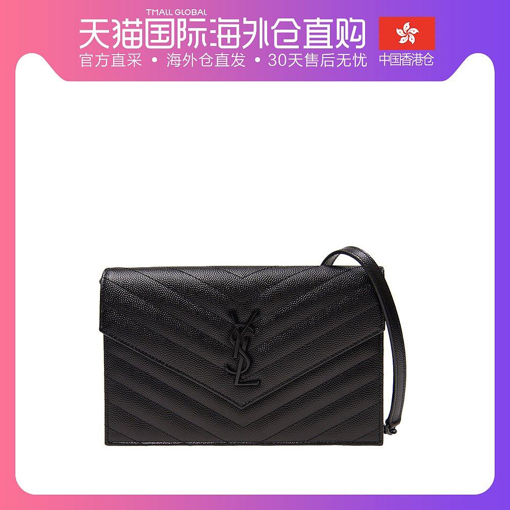 香港直邮YSL 圣罗兰 女士黑色牛皮单肩包斜挎包 393953-BOW08-100