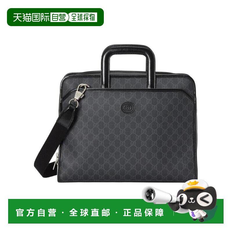 GUCCI 男士手提包 70053192THF1000 AW2022 黑色 互扣式双G公文包