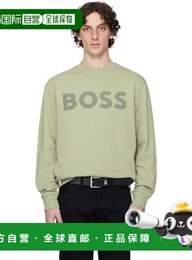 1h可退 潮奢 BOSS 波士 男士 绿色 Relaxed-Fit Cotton-Terry Log