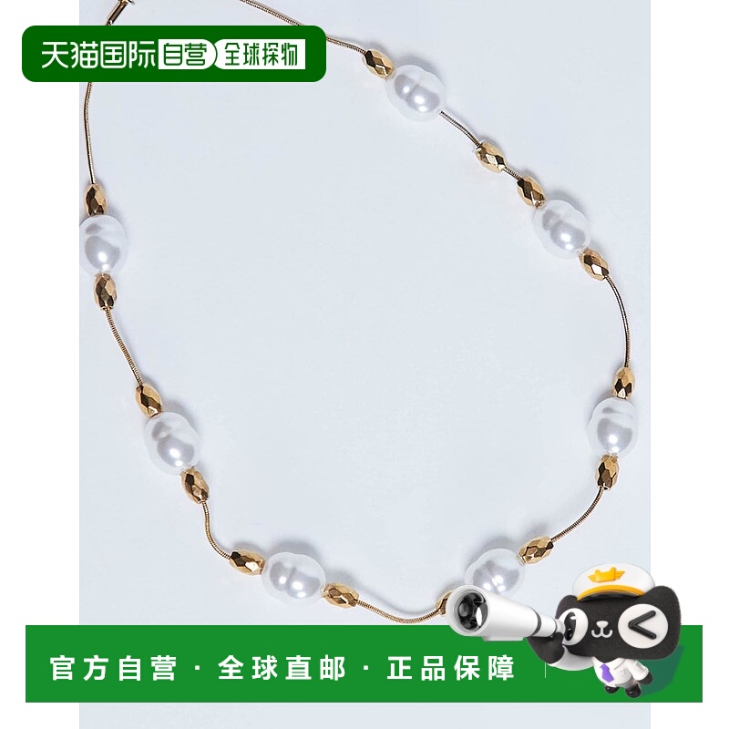 1h可退 潮奢 Topshop 女士 Molly 不锈钢珍珠项链(金色)