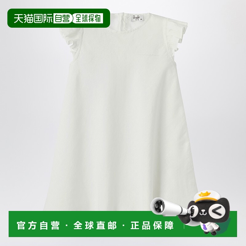 1h可退 潮奢 il gufo 女童 白色亚麻荷叶边连衣裙童装 P25VM778L6