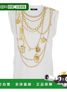 BALMAIN 女士T恤 FF1ED004GE99GAD AW2025 白色 Trompe L'Oeil Ne