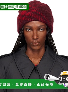 1h可退 潮奢 Burberry 巴宝莉 女士 酒红色 Check Mohair Wool-Bl