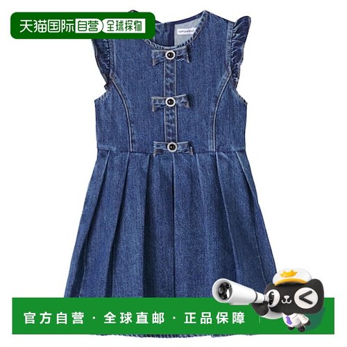 1h可退 潮奢 Self-Portrait 女童 蝴蝶结装饰牛仔连衣裙童装