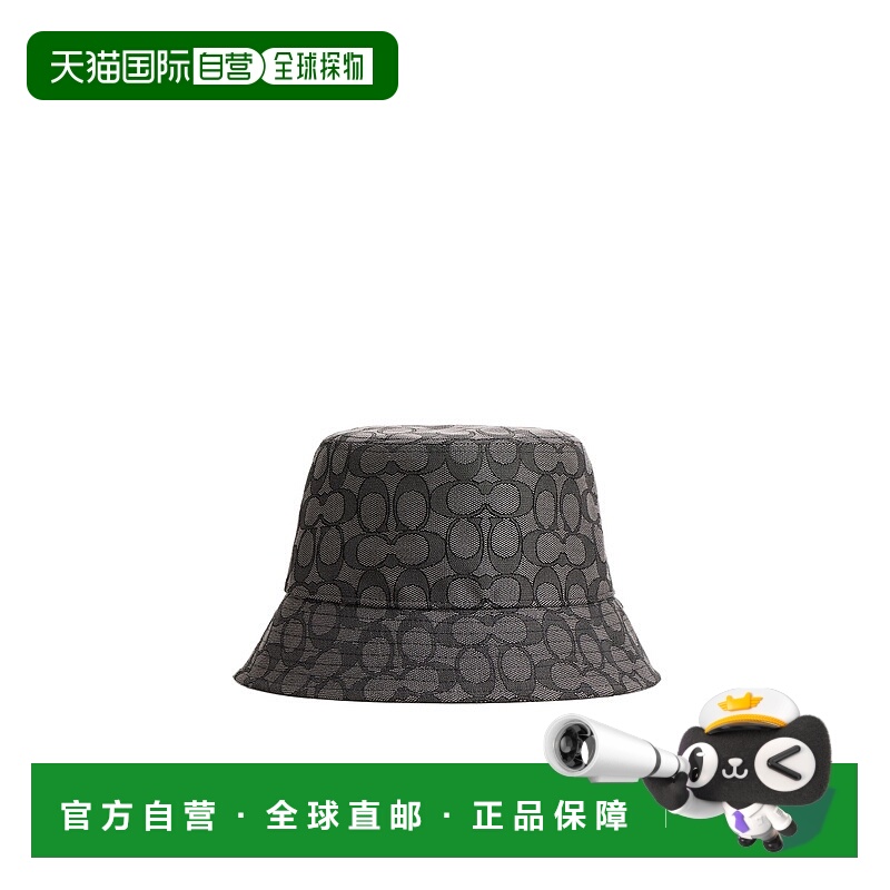 COACH 男士帽子 CCN94CHR AW2025 黑色 标志性提花渔夫帽