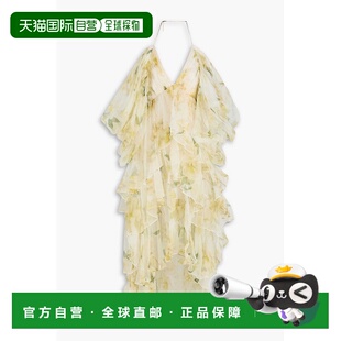 1h可退 潮奢 ZIMMERMANN 女士 层叠印花丝质欧根纱挂脖连衣裙 927