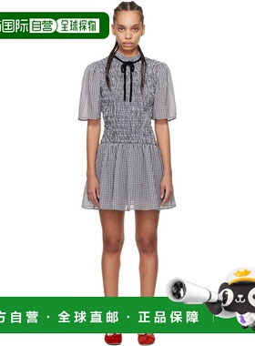 1h可退 潮奢 GANNI 甘尼 女士 黑色 & 白色 Sheer Check Mini Smo