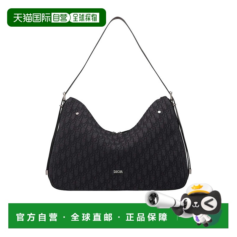 1h可退 DIOR 男士单肩包 1LEHO069YKYH03E SS2025 黑色 DM SLIDER