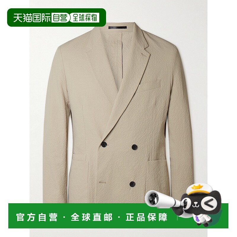 1h可退 潮奢 Paul Smith 保罗 史密斯 男士 双排扣棉混纺绉条纹西