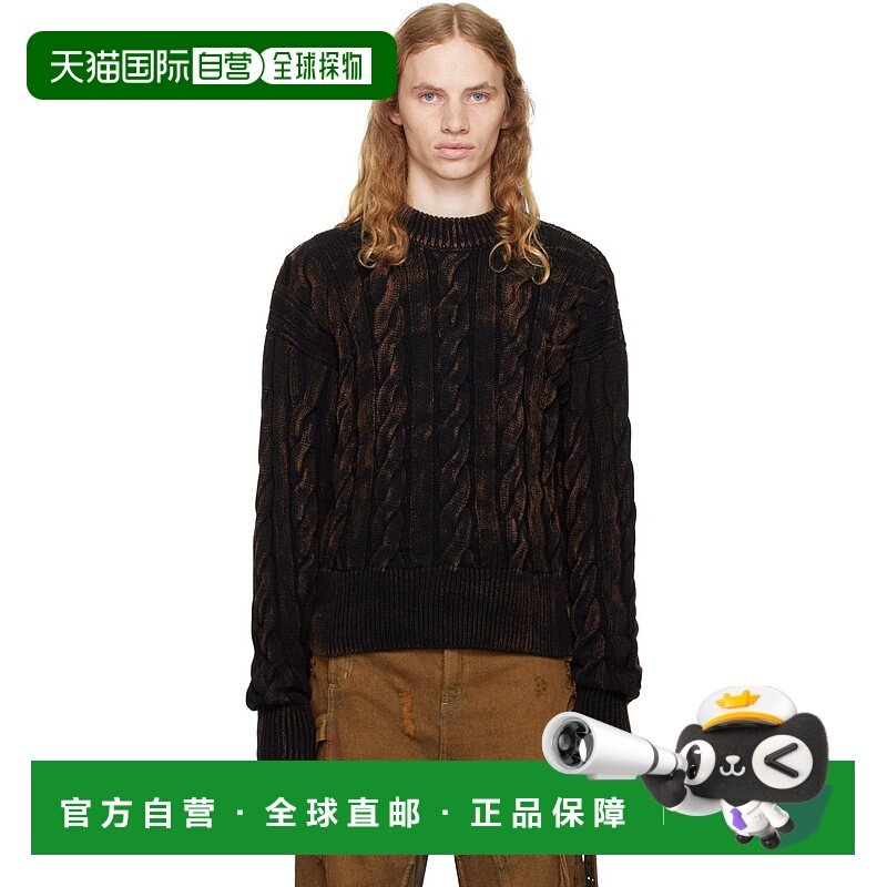 1h可退 潮奢 EGONLAB. 男士 黑色 Oversized 针织衫 AW24KN001B