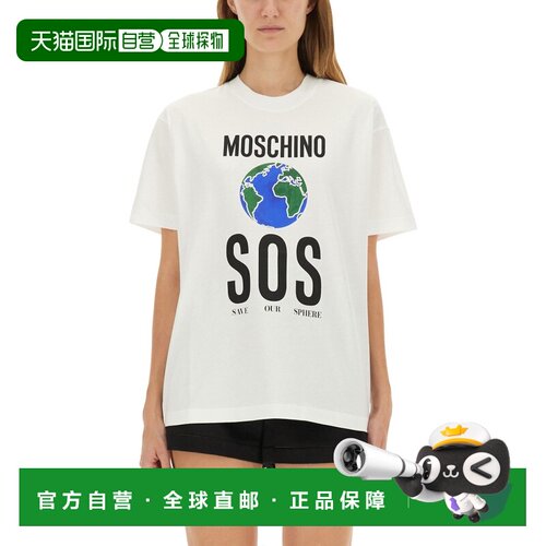 MOSCHINO 女士T恤 071354411001 AW2025 白色 T-SHIRT WITH PRINT