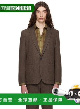 1h可退 潮奢 boss 雨果 男士 棕色 Extra-Slim-Fit Herringbone