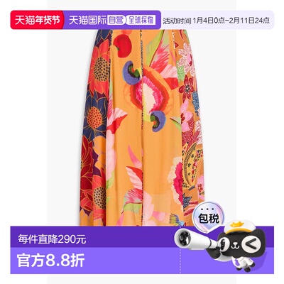 1h可退 潮奢 FARM RIO 女士 印花乔其纱中长半身裙 R2001077MULTI