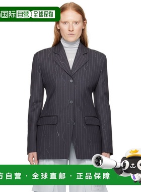 1h可退 潮奢 off-white 女士 海军蓝细条纹西装外套 OWEF123S24FA