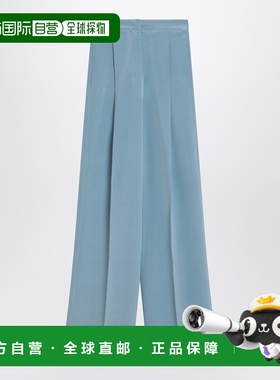 1h可退 潮奢 MaxMara 麦斯玛拉 女士 阔腿天蓝色真丝裤子 ORIGANO